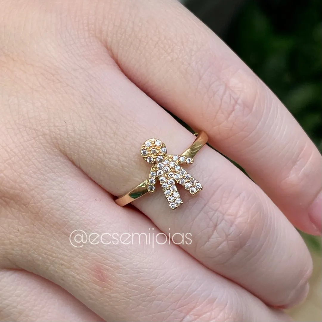 Anel menino cravejado - banhado a ouro 18k