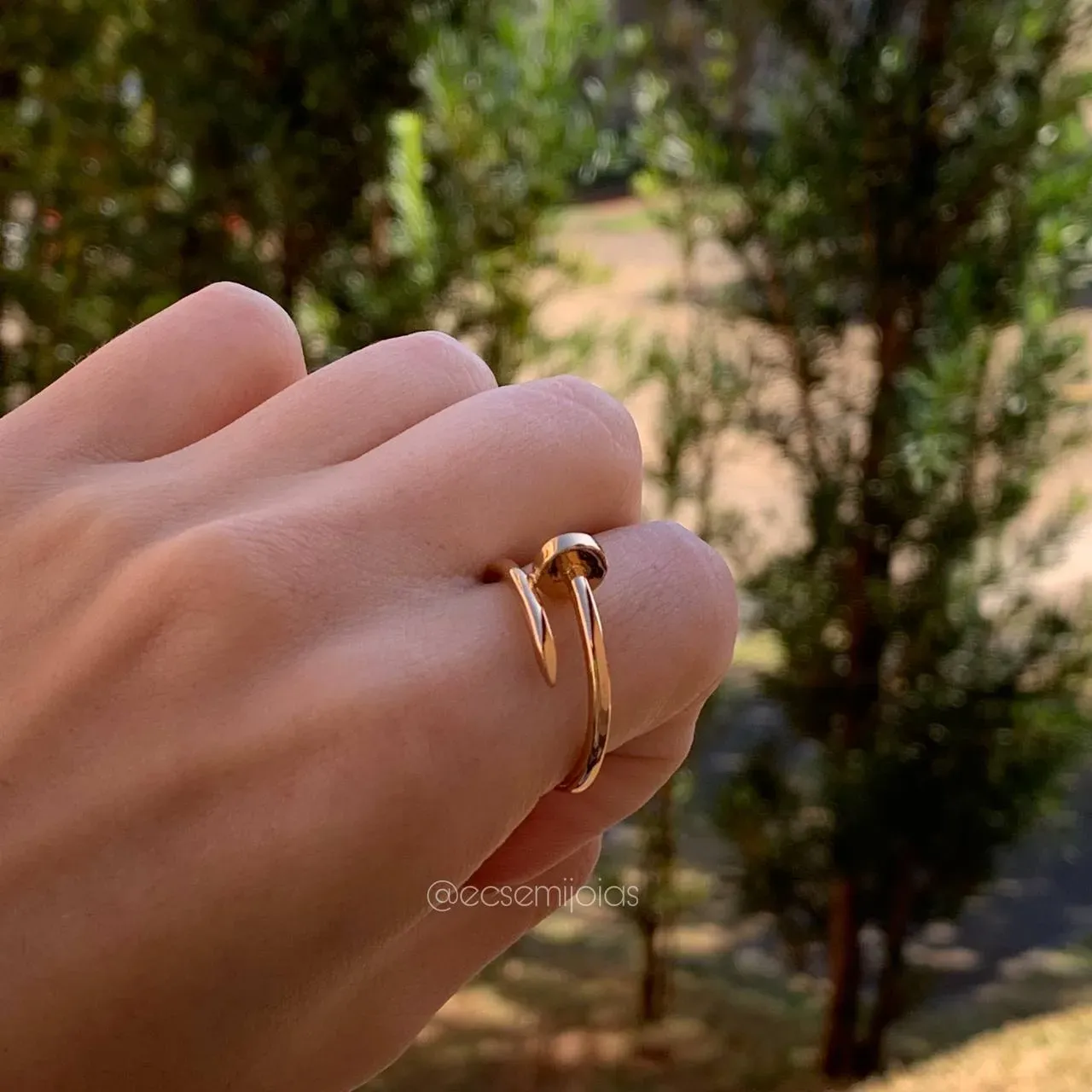 Anel prego liso - banhado a ouro 18k