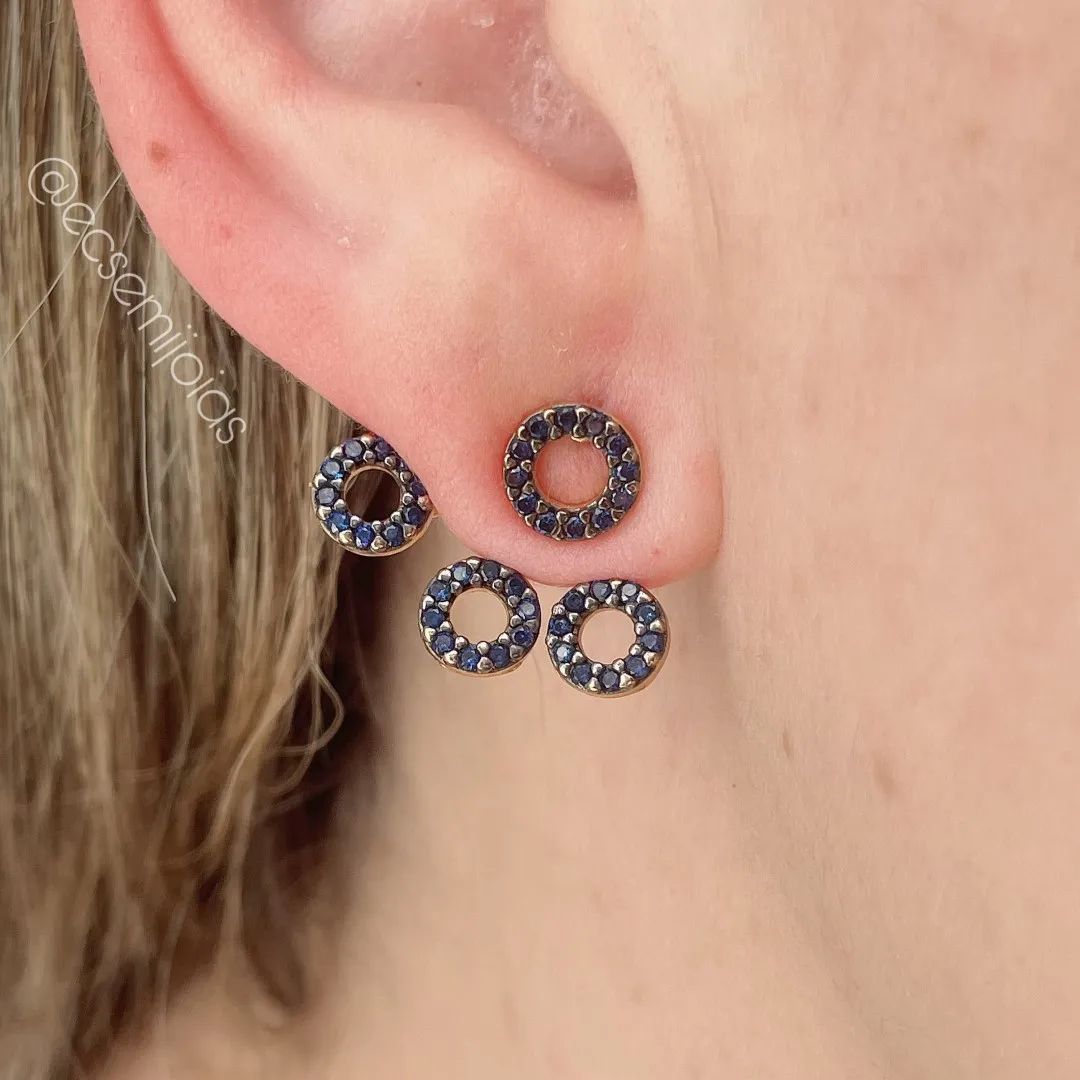 Brinco ear jacket com 4 rodinhas cravejadas - banhado a ouro 18k