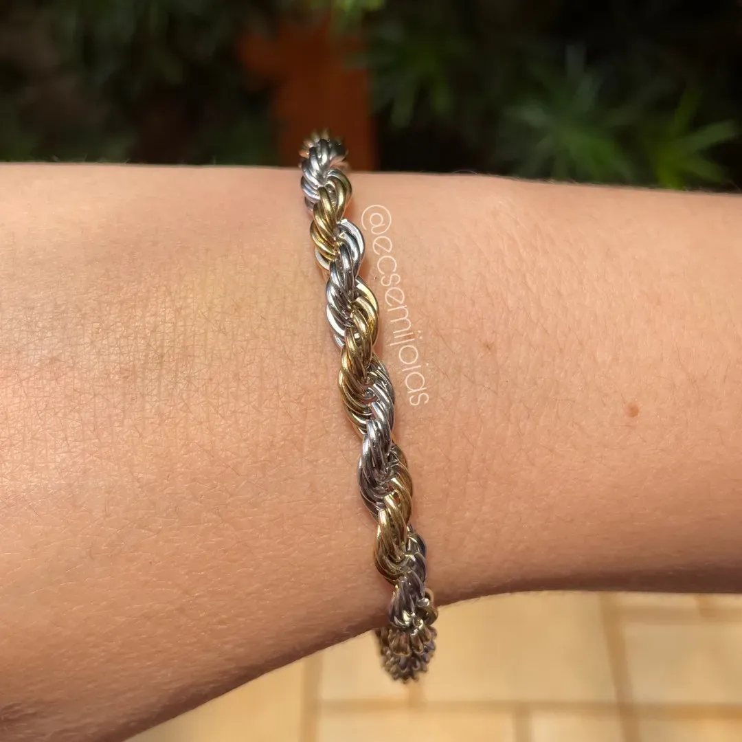 Pulseira de cordão baiano 6mm - 21cm - aço