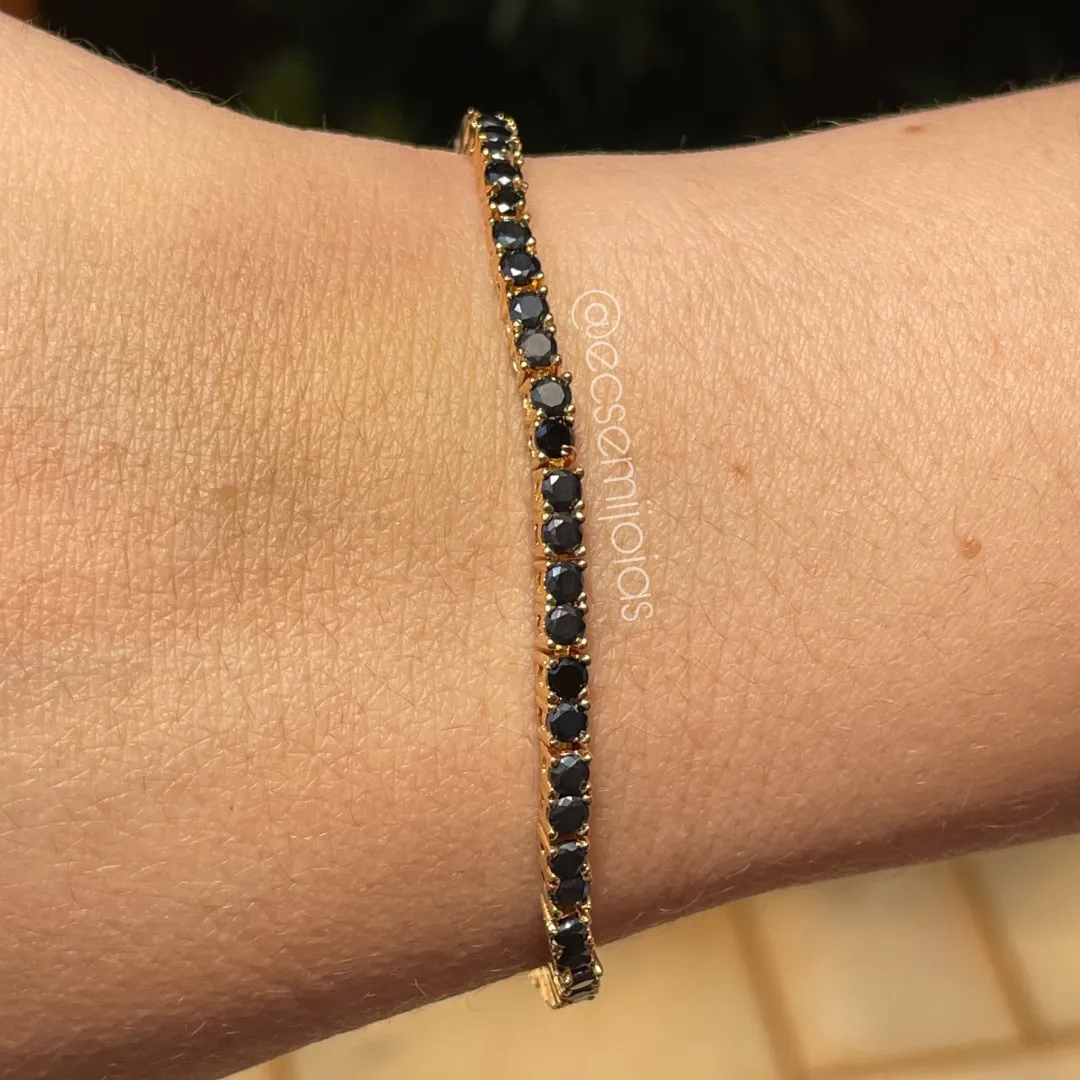 Pulseira de elos com 100% de pedras naturais - 18cm - banhado a ouro 18k