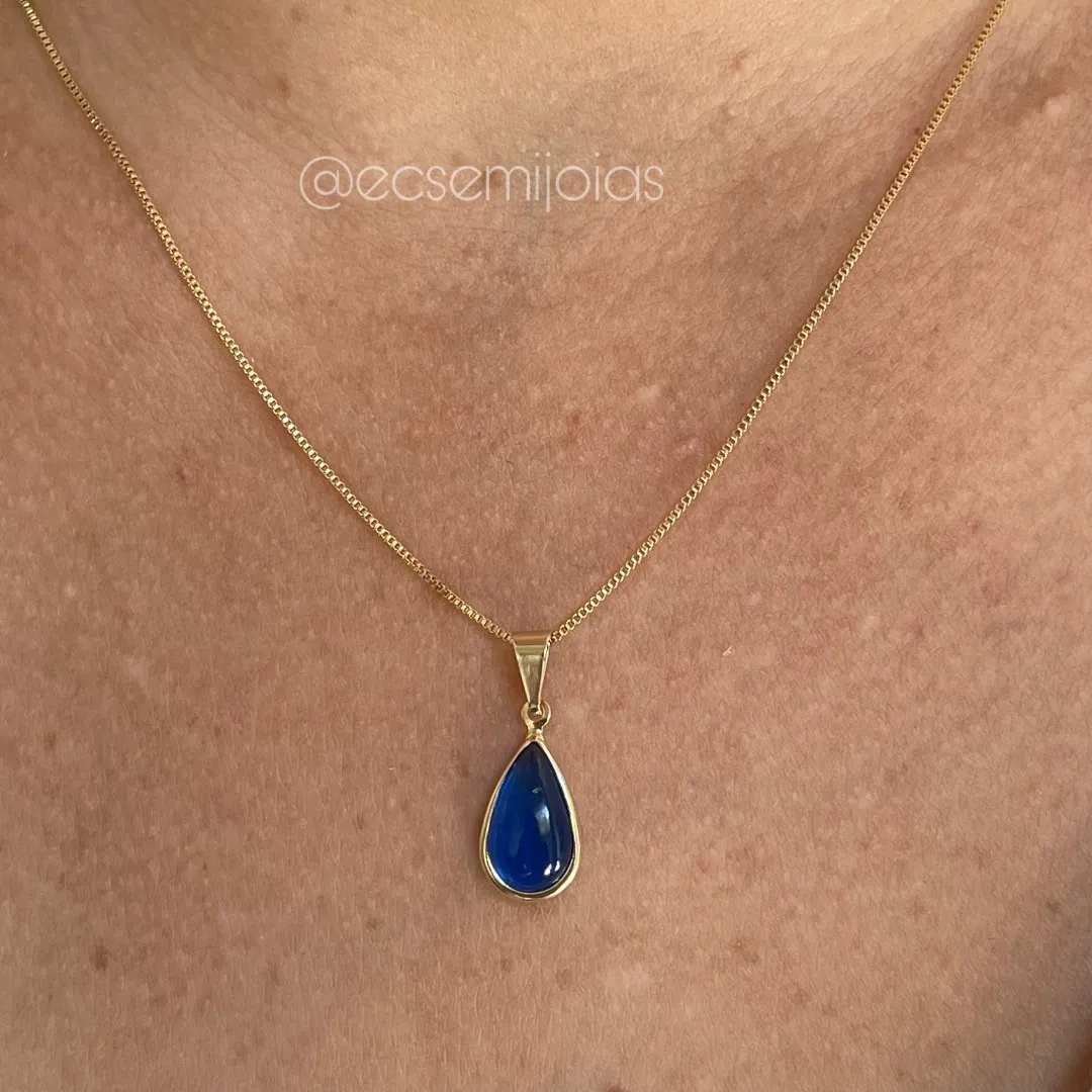 Conjunto de brinco e colar de gota cristal - banhado a ouro 18k