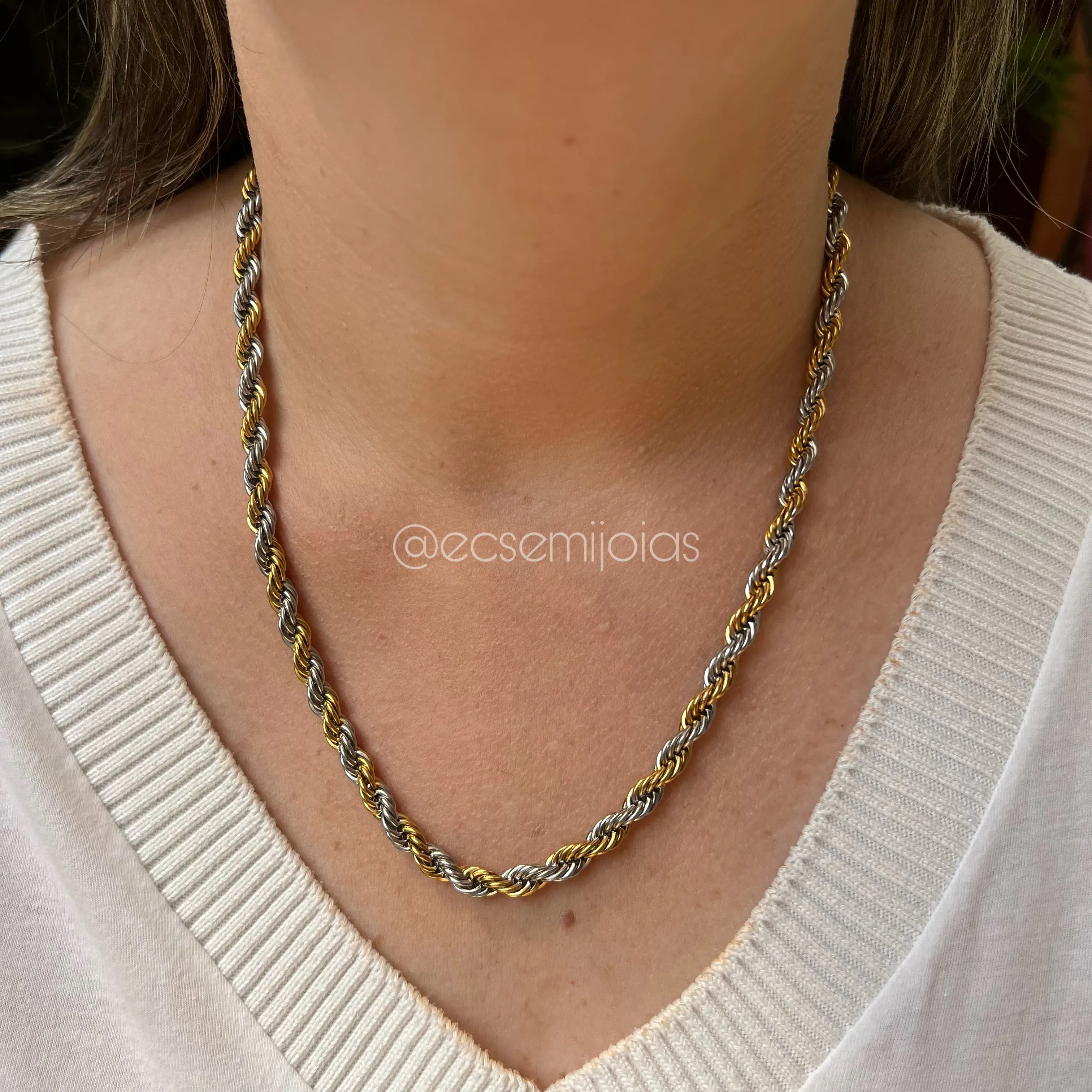 Colar cordão baiano 6mm - 50 cm - aço