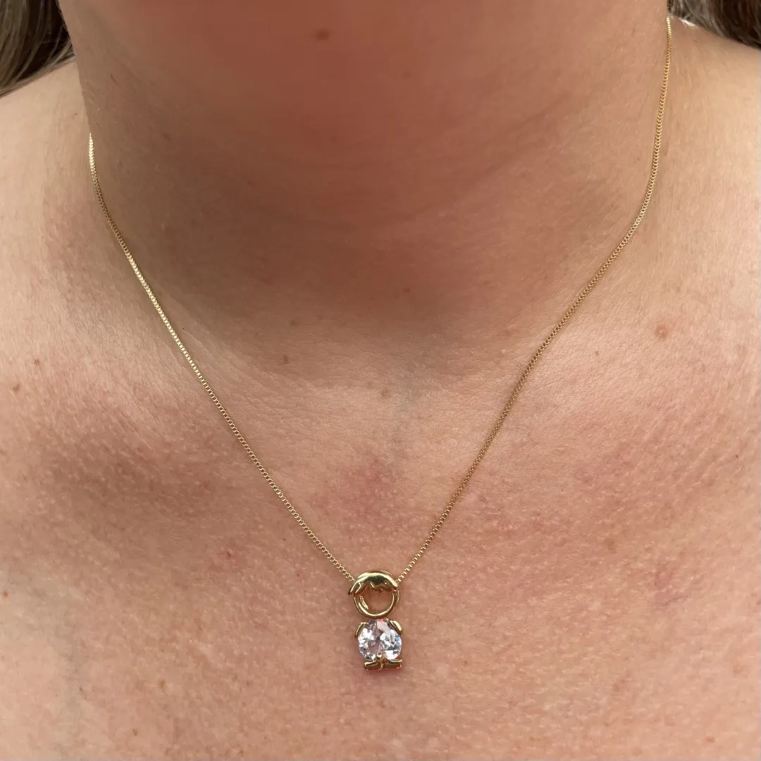 Colar de menino com zircônia - 45 cm - banhado a ouro 18k