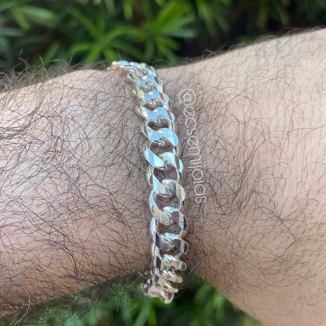 Pulseira masculina grumet 10mm - 20 cm - banhado a prata 925