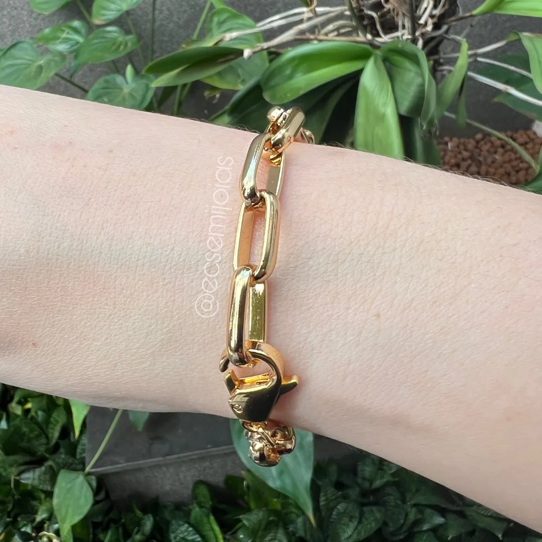 Pulseira com elo cartier mais grosso 9mm - 25cm - banhado a ouro 18k