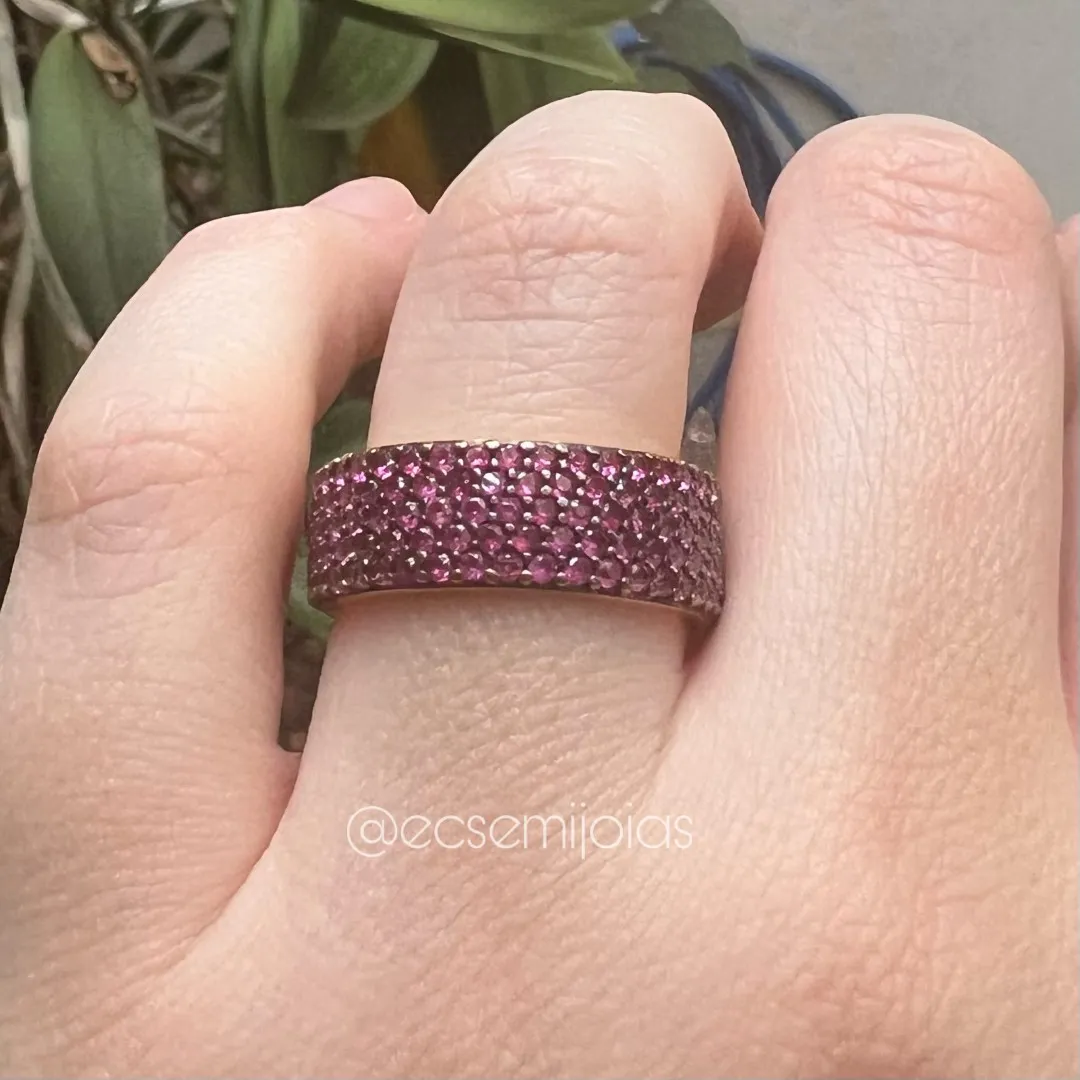 Anel 100% cravejado - banhado a ouro 18k