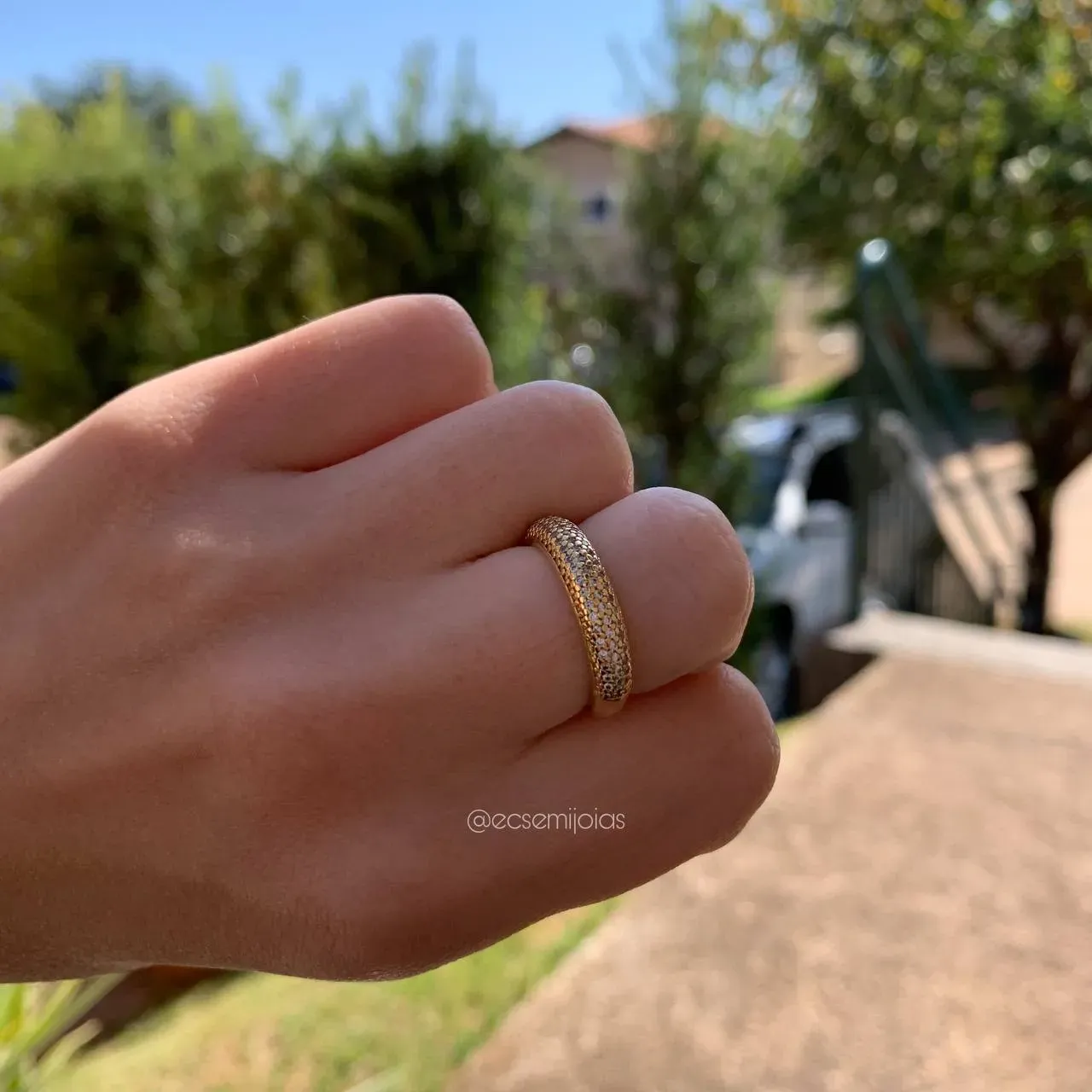 Anel aparador grosso - banhado a ouro 18k