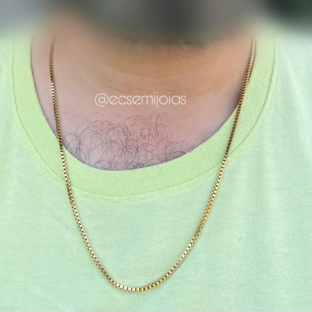 Colar masculino cartier 2mm de elos bem juntinhos - 60cm - aço dourado