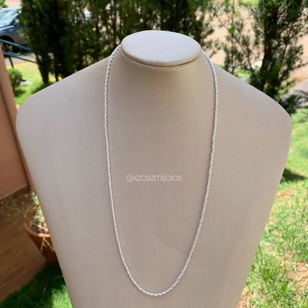 Colar cordão baiano fino 2mm 60 cm - banhado a prata 925