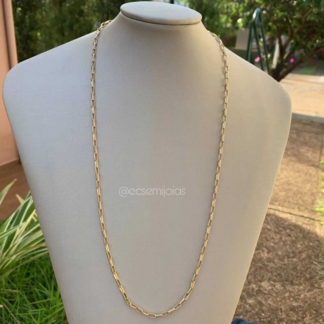 Corrente masculina elo cartier 4mm 60 cm - banhado a ouro 18k