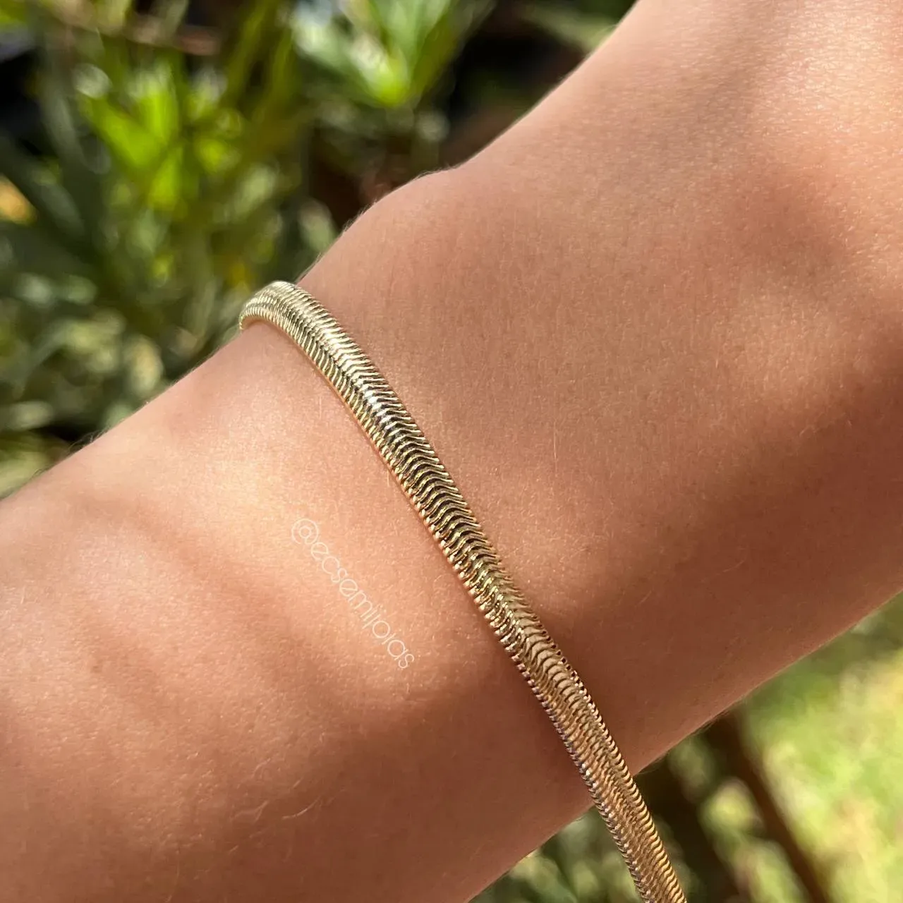 Pulseira lacraia 6mm - 17cm + extensor - banhado a ouro 18k