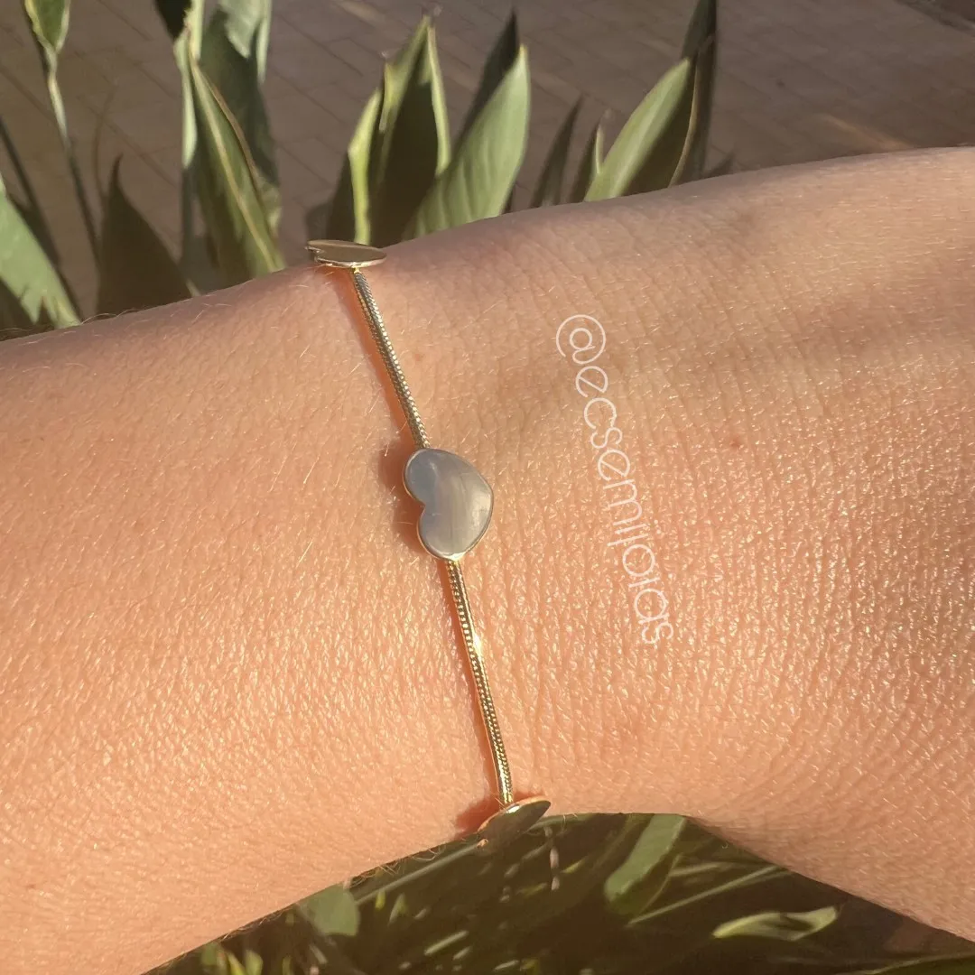 Pulseira rabo de rato 1mm com 3 corações lisos - 18cm + extensor - banhado a ouro 18k
