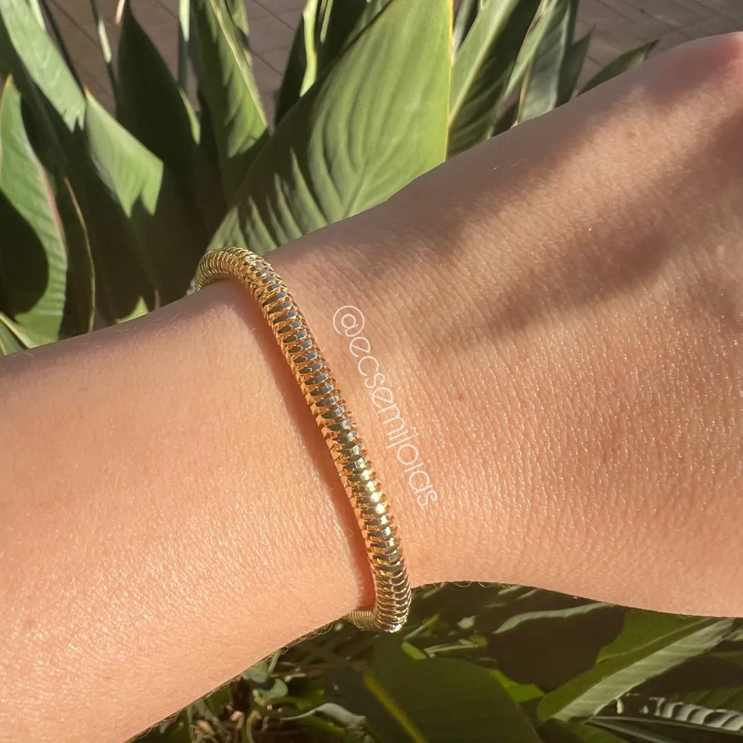 Pulseira rabo de rato 5mm - 17cm + extensor - banhado a ouro 18k