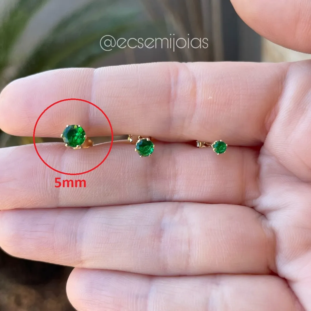 Brinco (G) de zircônia redonda para formar trio - 5mm - banhado a ouro 18k