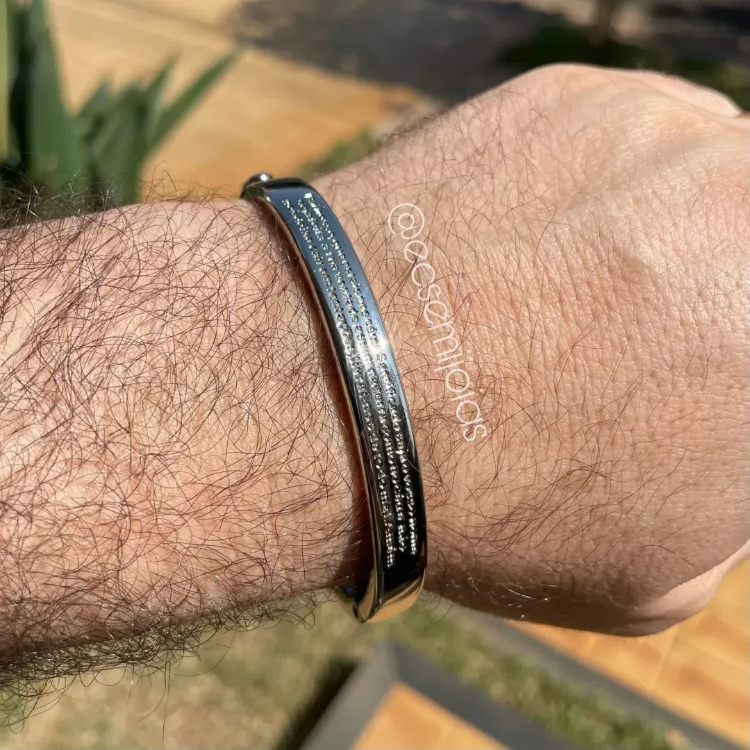 Bracelete Pai Nosso - 8mm - banhado a ródio branco
