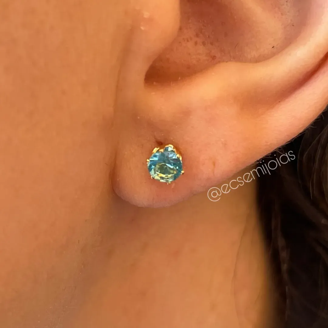 Brinco (P) de zircônia redonda para formar trio - 3mm - banhado a ouro 18k