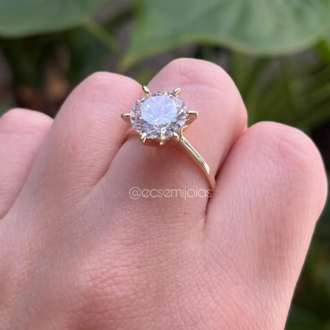 Anel solitário 10mm - banhado a ouro 18k