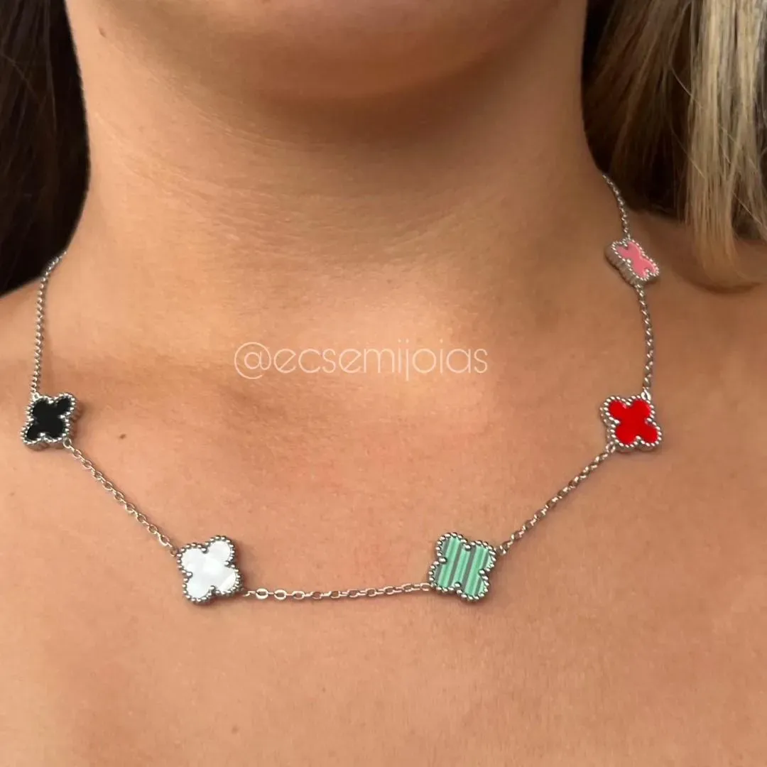Colar de trevo - 45cm + extensor - aço