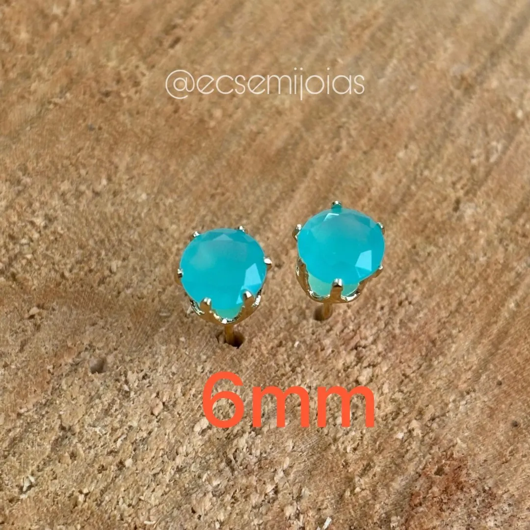 Brinco ponto de luz 6mm com 6 garras - banhado a ouro 18k