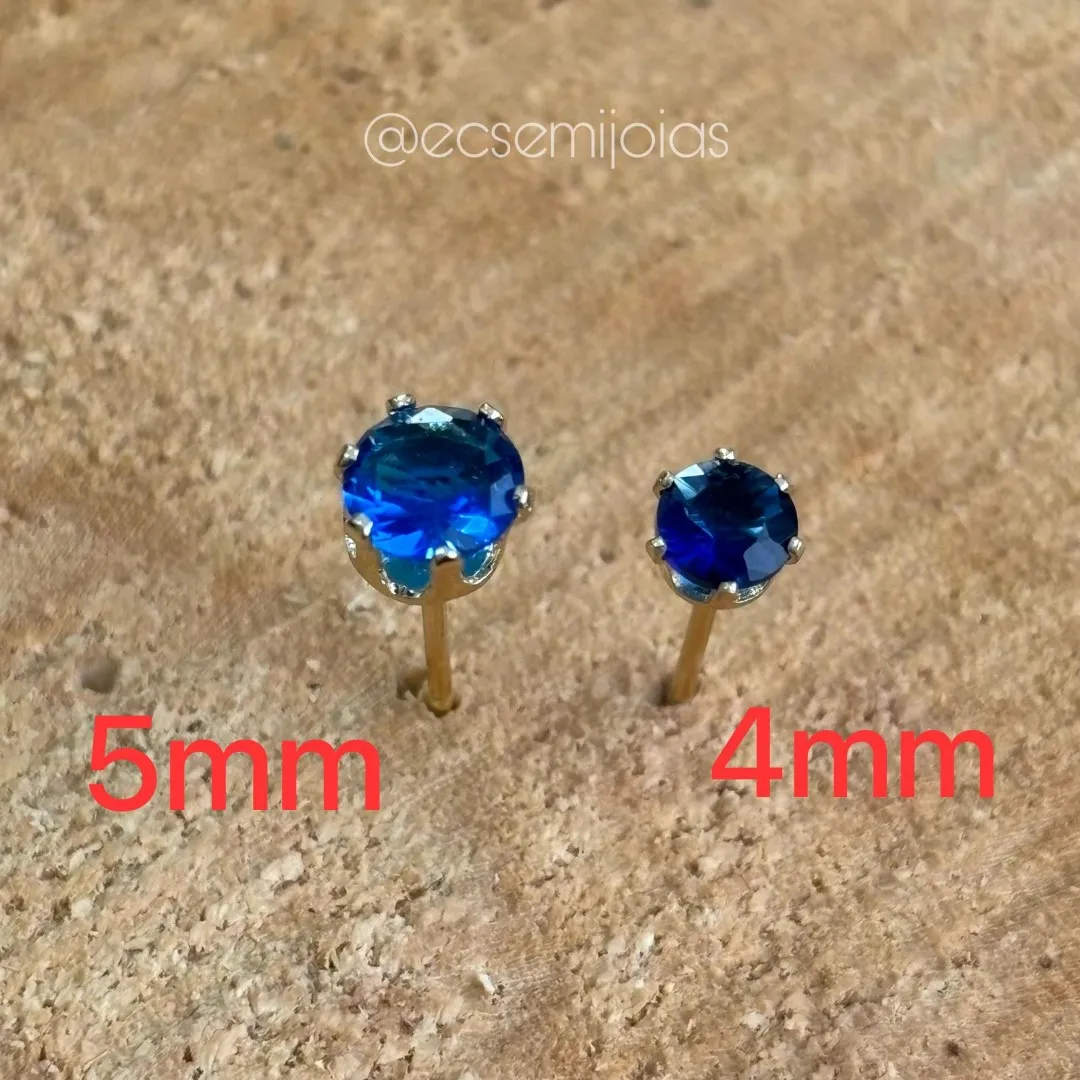 Brinco ponto de luz 6 garras pedra de 5mm - banhado a ouro 18k