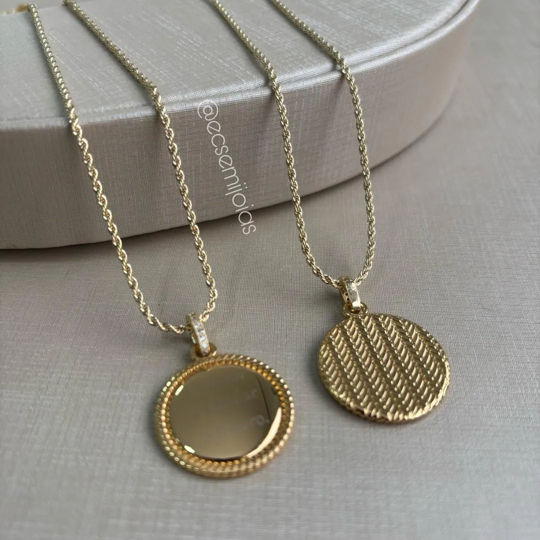 Colar cordão baiano 1,5mm com mandala ENSINAR É LAPIDAR O FUTURO - 45cm - banhado a ouro 18k