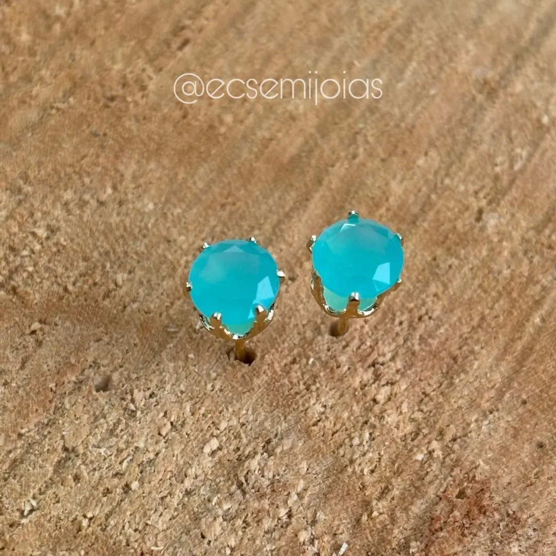 Brinco ponto de luz 6mm com 6 garras - banhado a ouro 18k