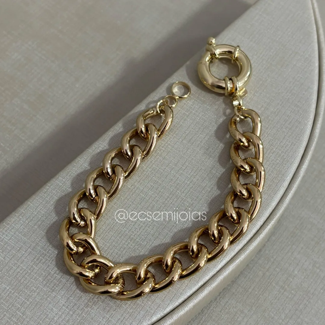 Pulseira grumet 11mm - 20cm - banhado a ouro 18k