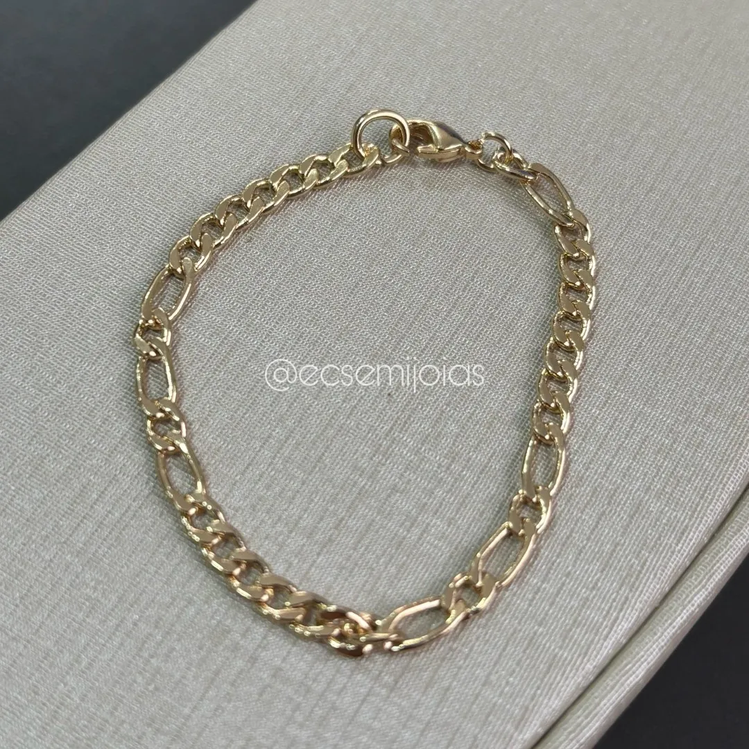 Pulseira infantil 7x3 - 13,5cm - banhado a ouro 18k