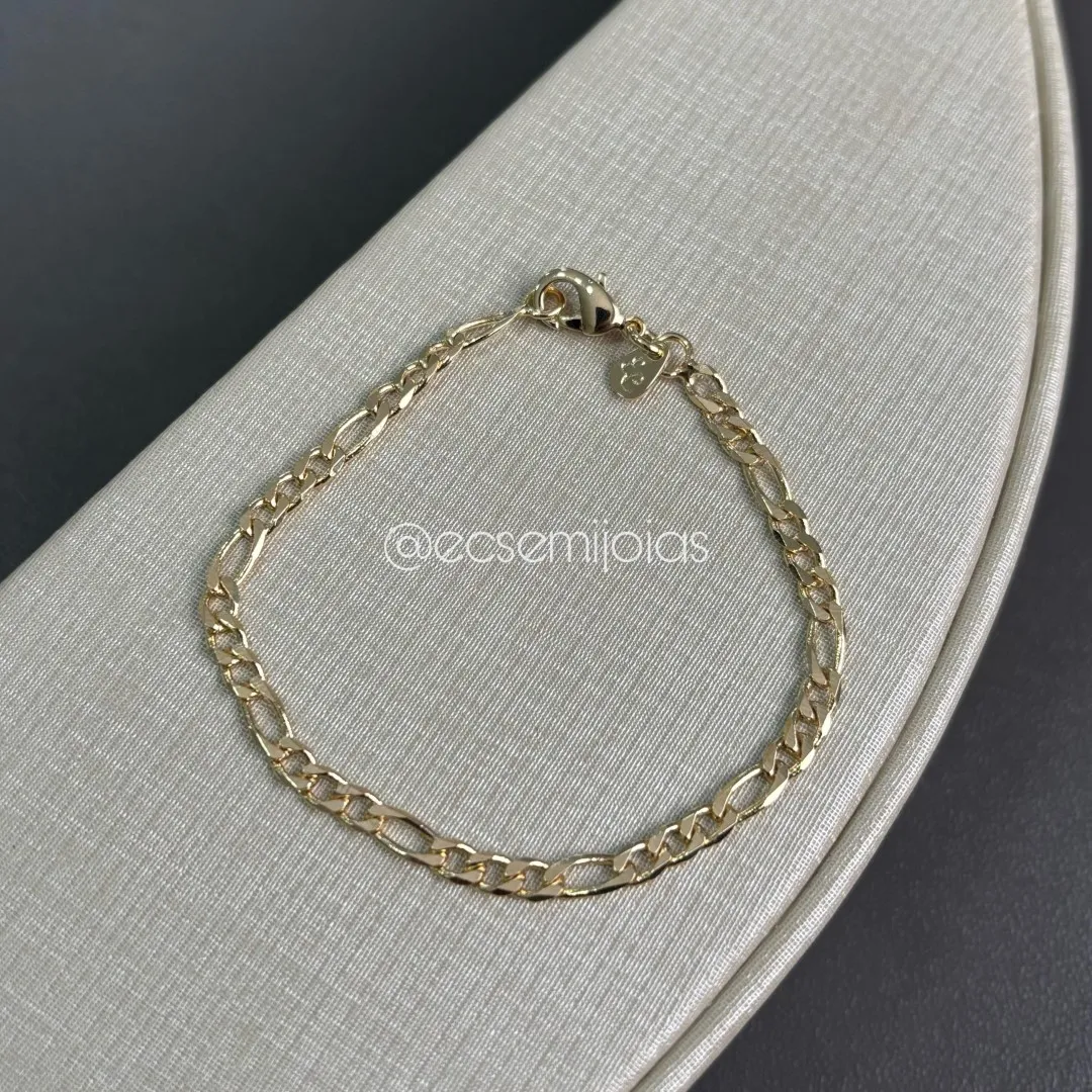 Pulseira infantil masculina 3x1 - 3mm - banhado a ouro 18k