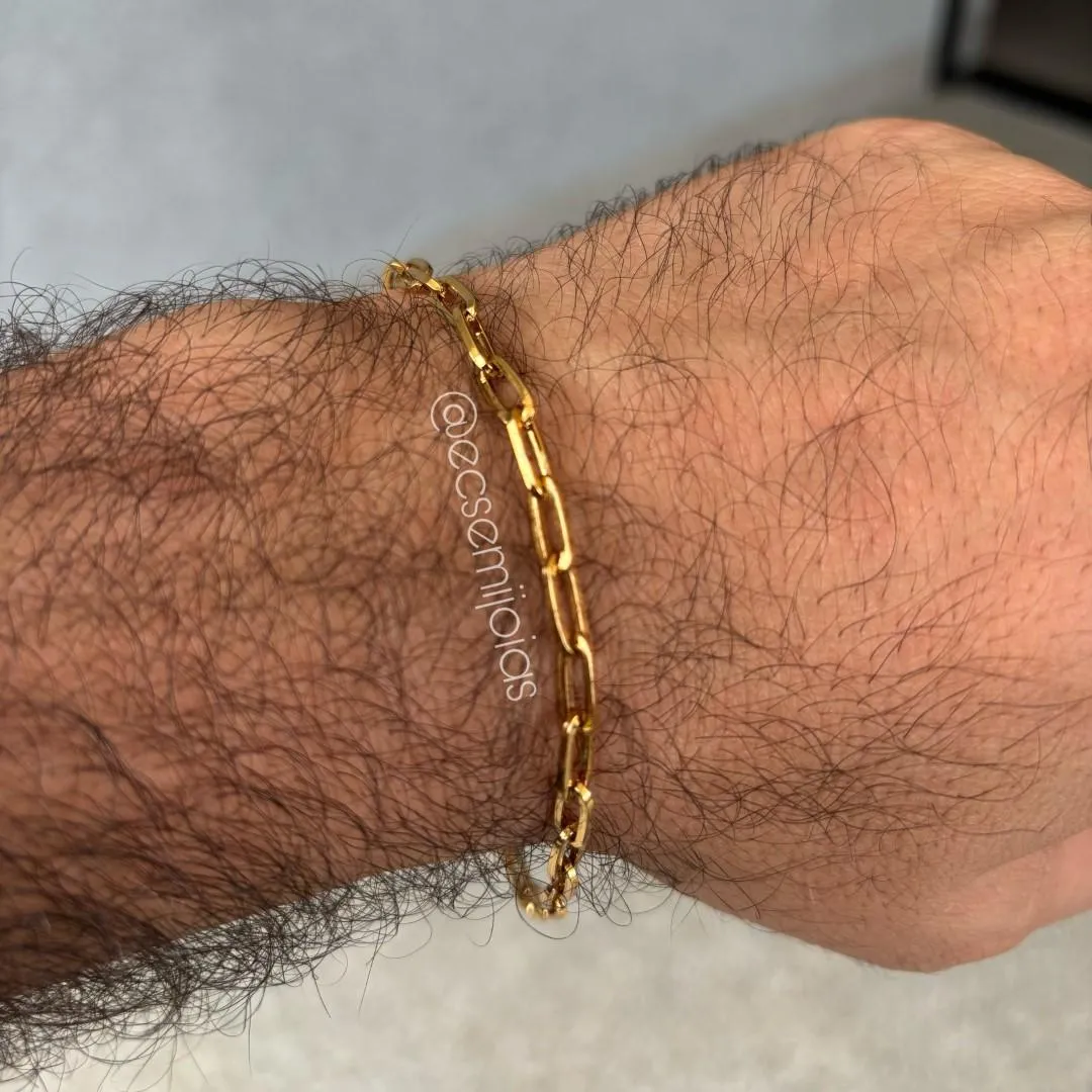 Pulseira masculina cartier 4mm - 24cm - banhado a ouro 18k