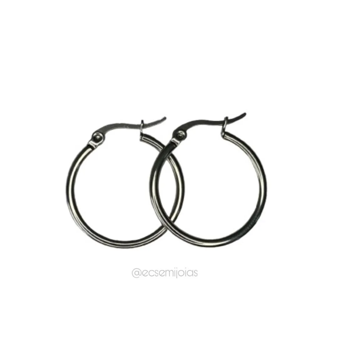 Argola com trava tubolar lisa (P) - 2x24mm - aço