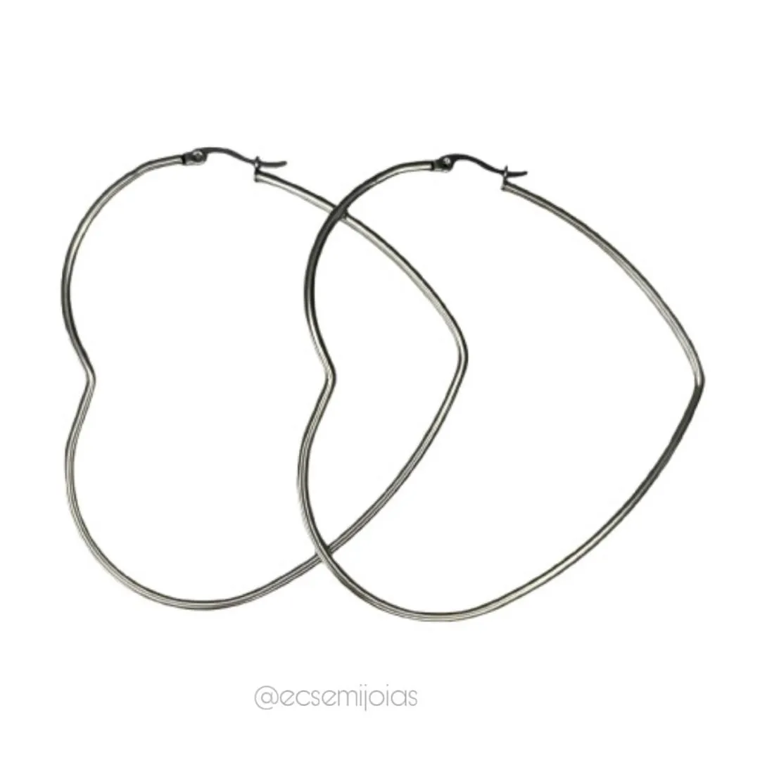 Argola de coração com trava tubolar lisa (G) - 2x75mm - aço