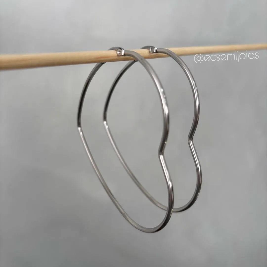 Argola de coração com trava tubolar lisa (G) - 2x75mm - aço
