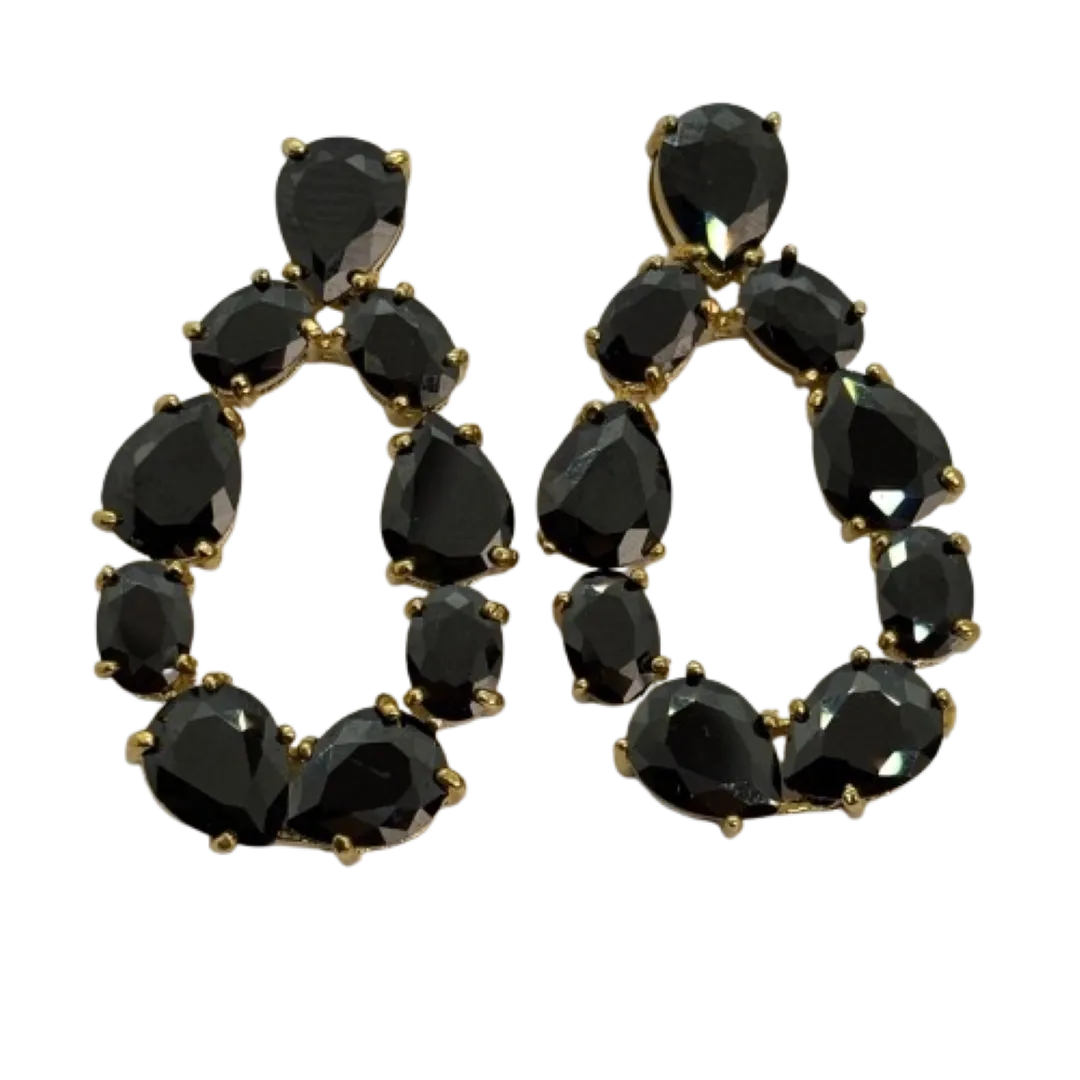 Brinco gota com zircônias gotas grandes - banhado a ouro 18k