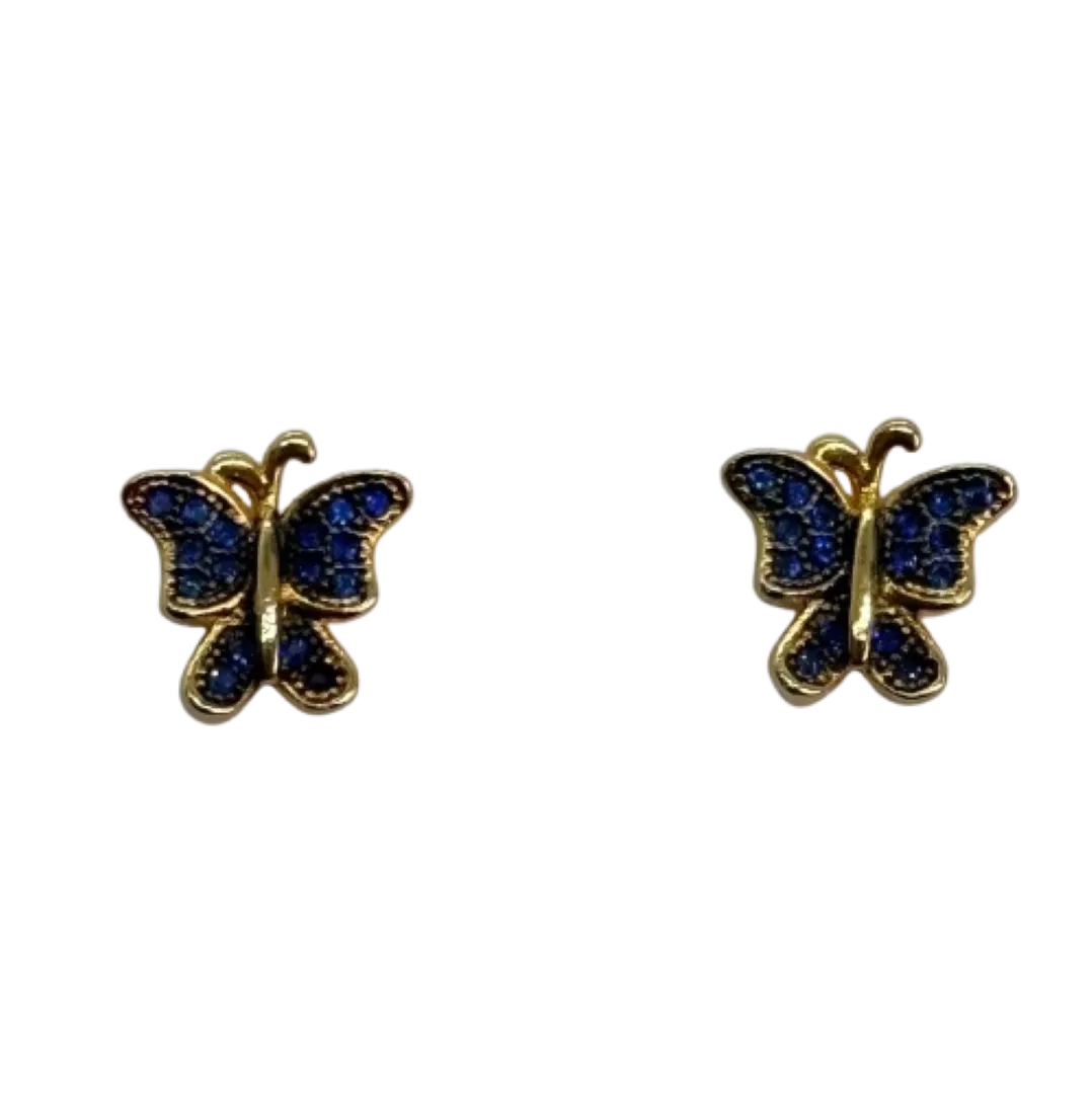 Brinco de borboleta cravejada - 10mm - banhado a ouro 18k