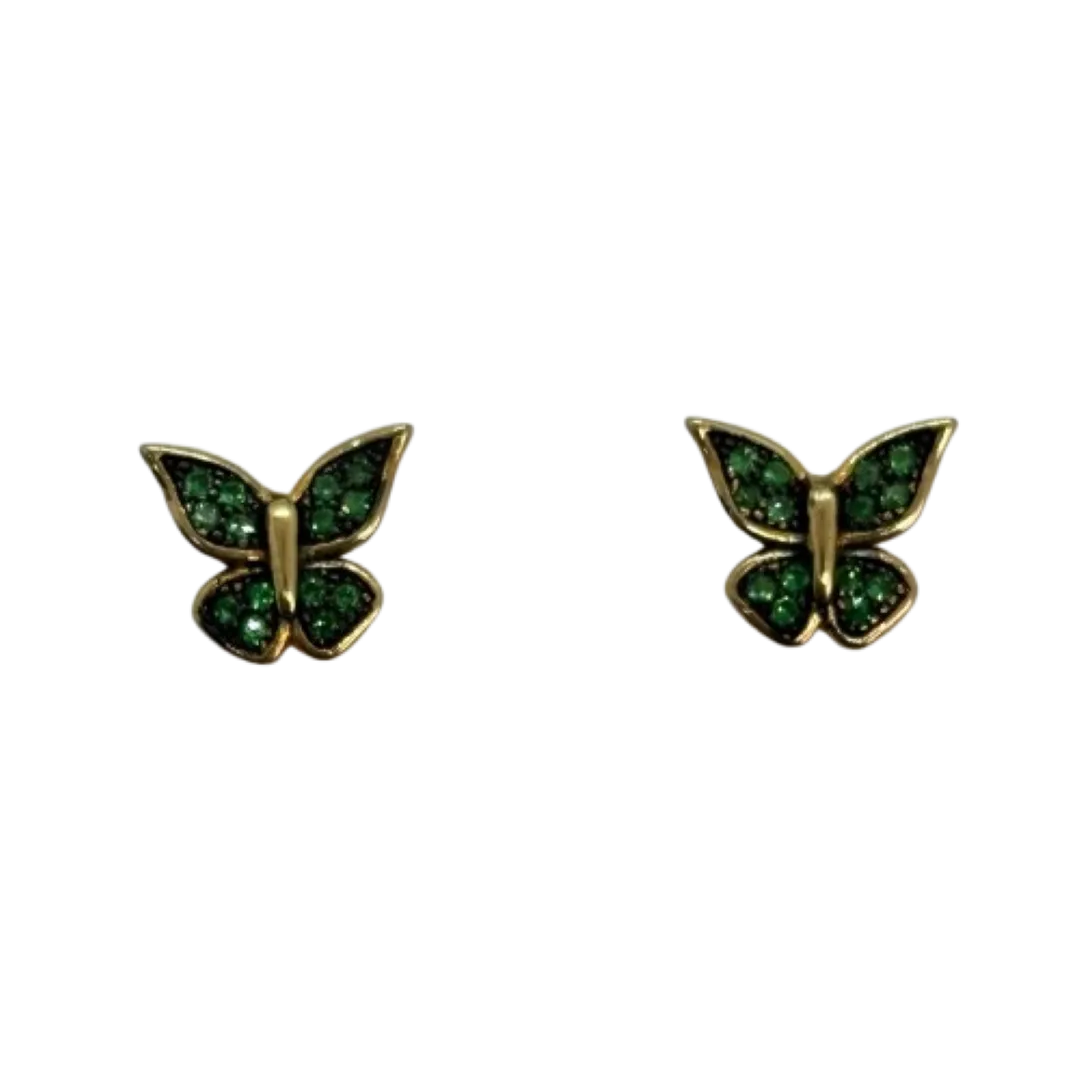 Brinco de borboleta cravejada - 8x10mm - banhado a ouro 18k