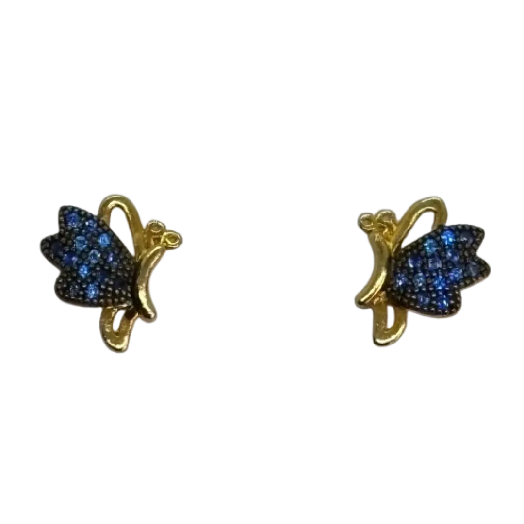 Brinco de borboleta com asas cravejadas - 8x10mm - banhado a ouro 18k