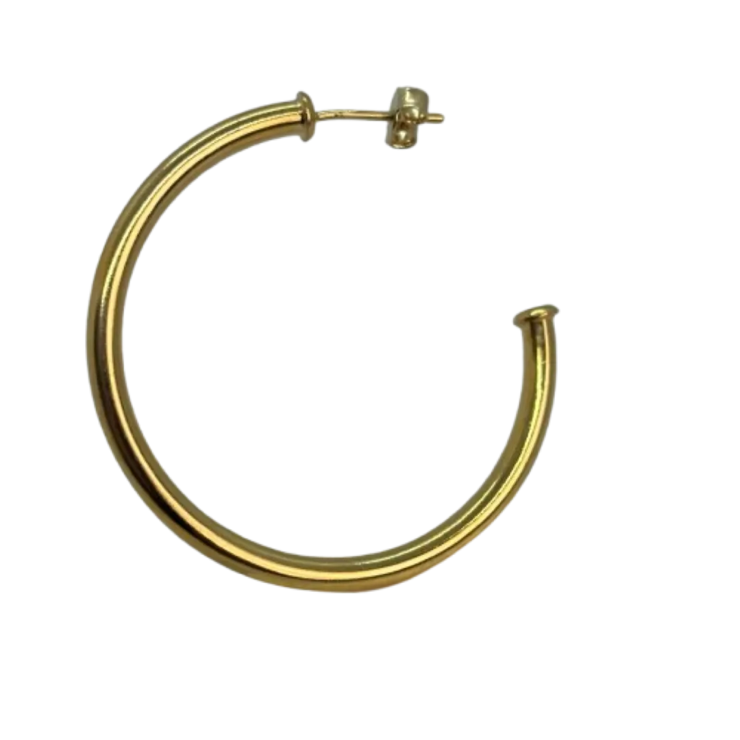 Argola tubolar lisa - 3x40mm - banhado a ouro 18k