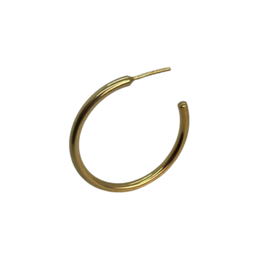 Argola tubolar lisa - 2x28mm - banhado a ouro 18k