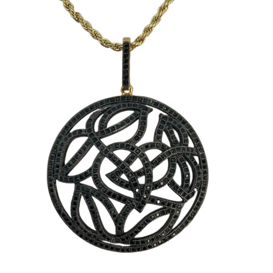 Colar cordão baiano 2mm com pingente mandala cravejada vazada - 60cm - banhado a ouro 18k