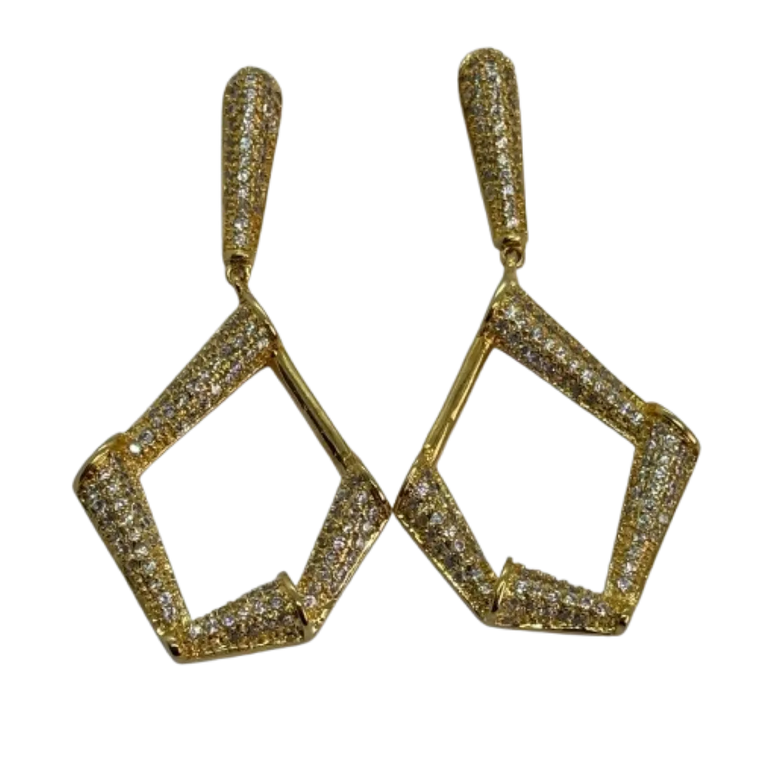 Conjunto de anel e brinco de escamas cravejadas - banhado a ouro 18k