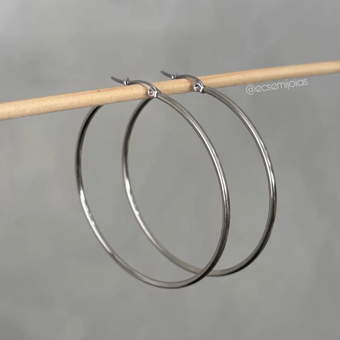 Argola com trava tubolar lisa (G) - 2x60mm - aço