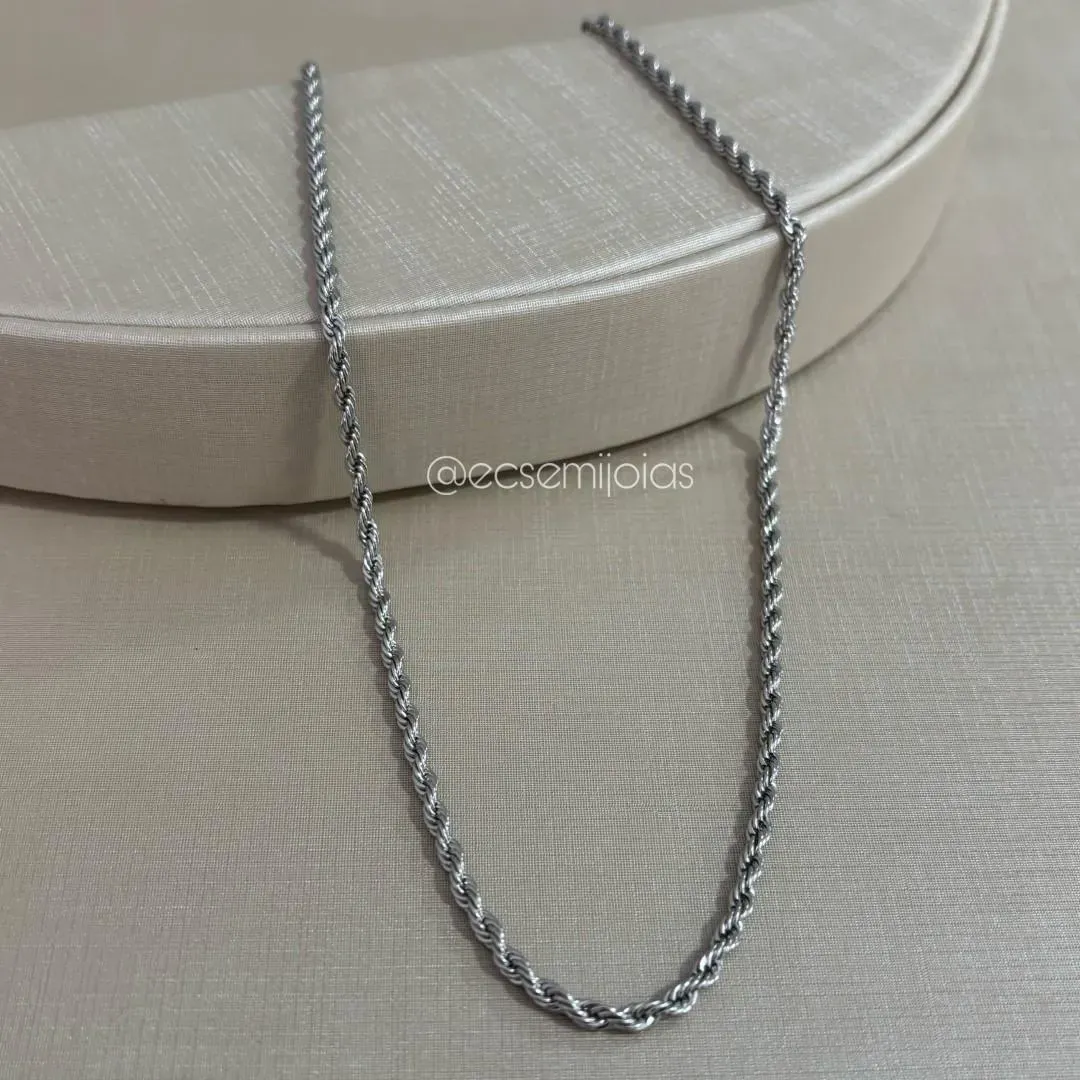 Colar cordão baiano de 2mm - 60cm - aço