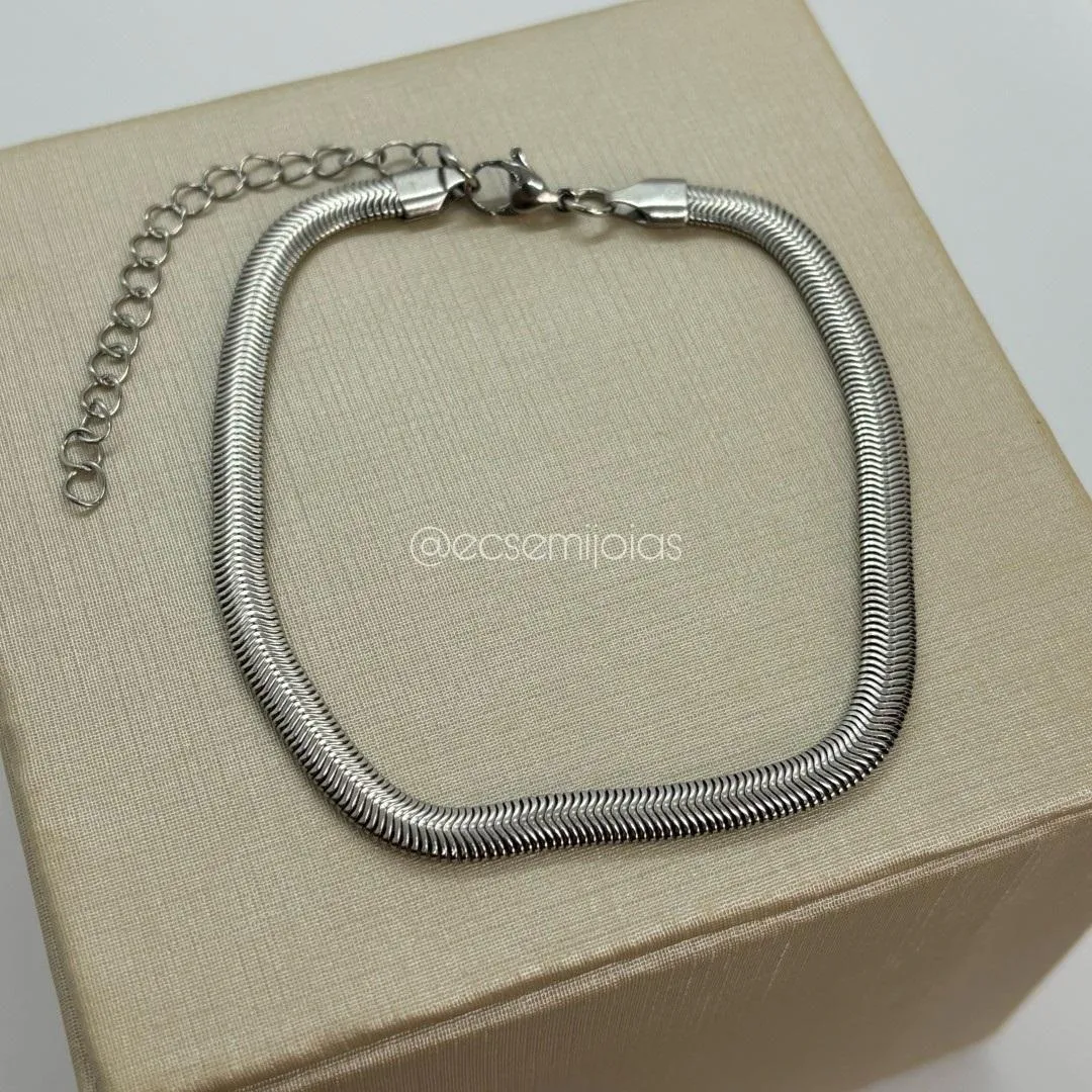 Tornozeleira de rabo de rato de 5mm - 23cm + extensor - aço inoxidável