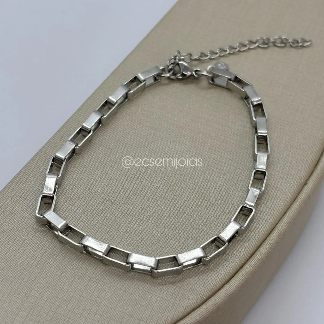 Pulseira masculina elo cartier 3x4mm - 19cm + extensor - aço