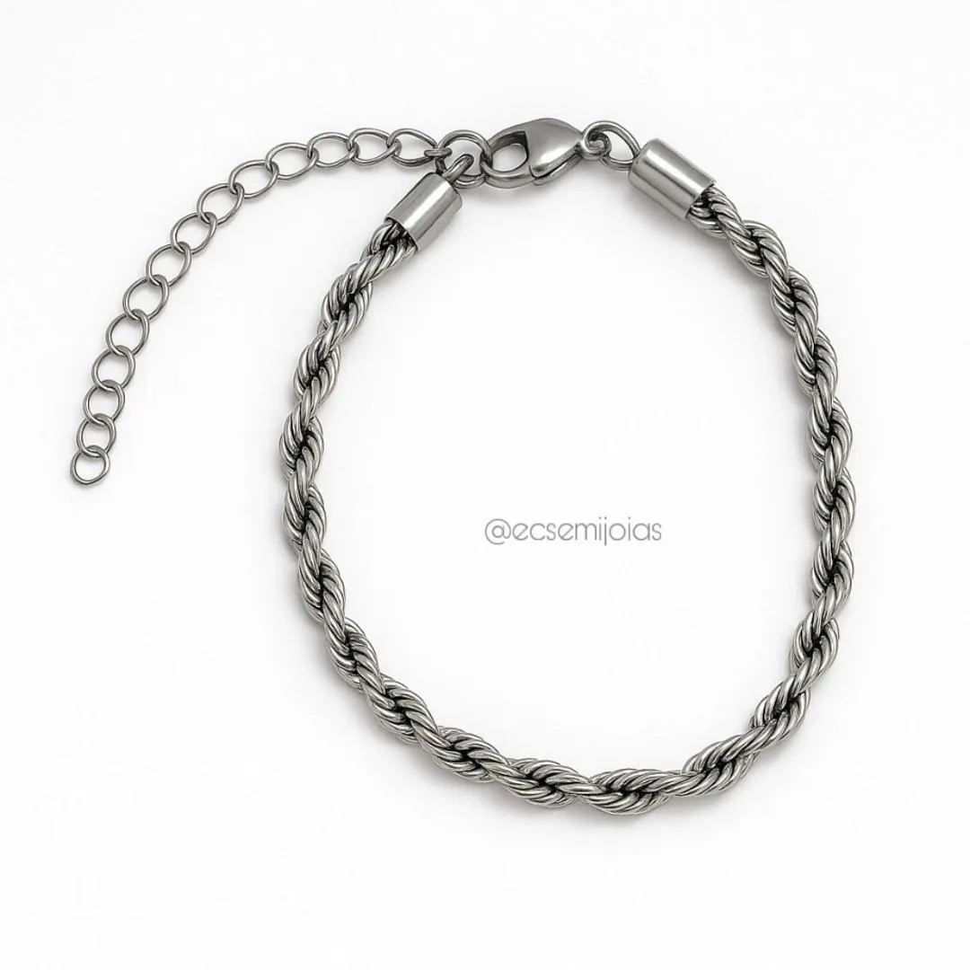 Tornozeleira de cordão baiano de 5mm - 22cm + extensor - aço inoxidável