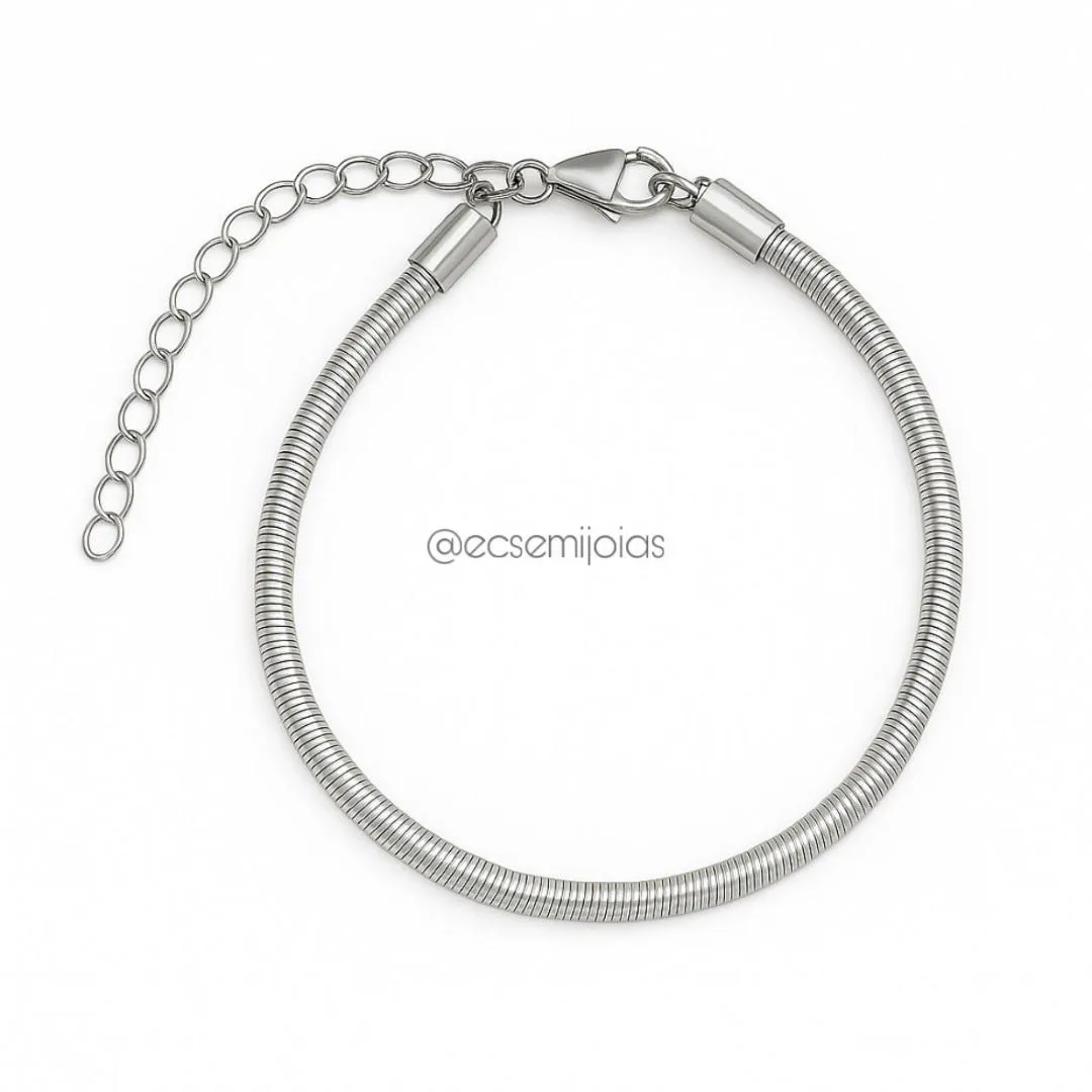 Tornozeleira de rabo de rato de 5mm - 23cm + extensor - aço inoxidável