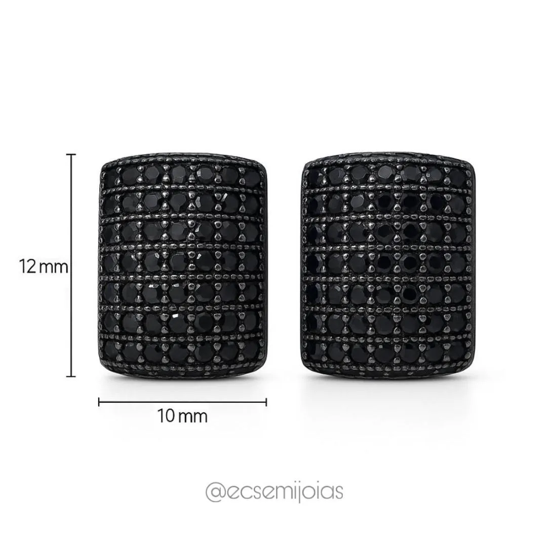 Brinco retangular cravejado - 10x12mm -  banhado a ouro 18k