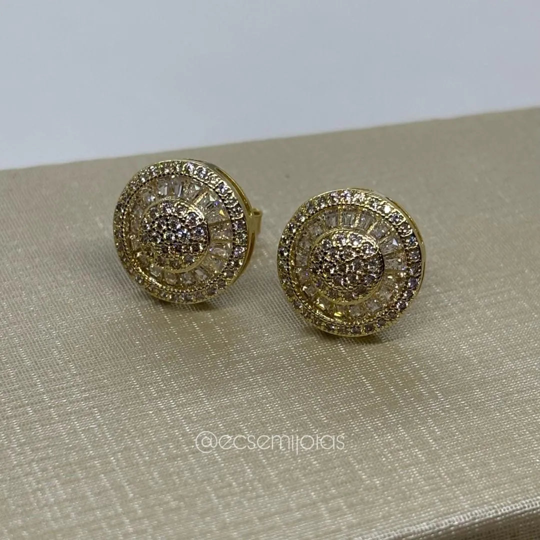 Brinco de pizza 13mm cravejado - banhado a ouro 18k